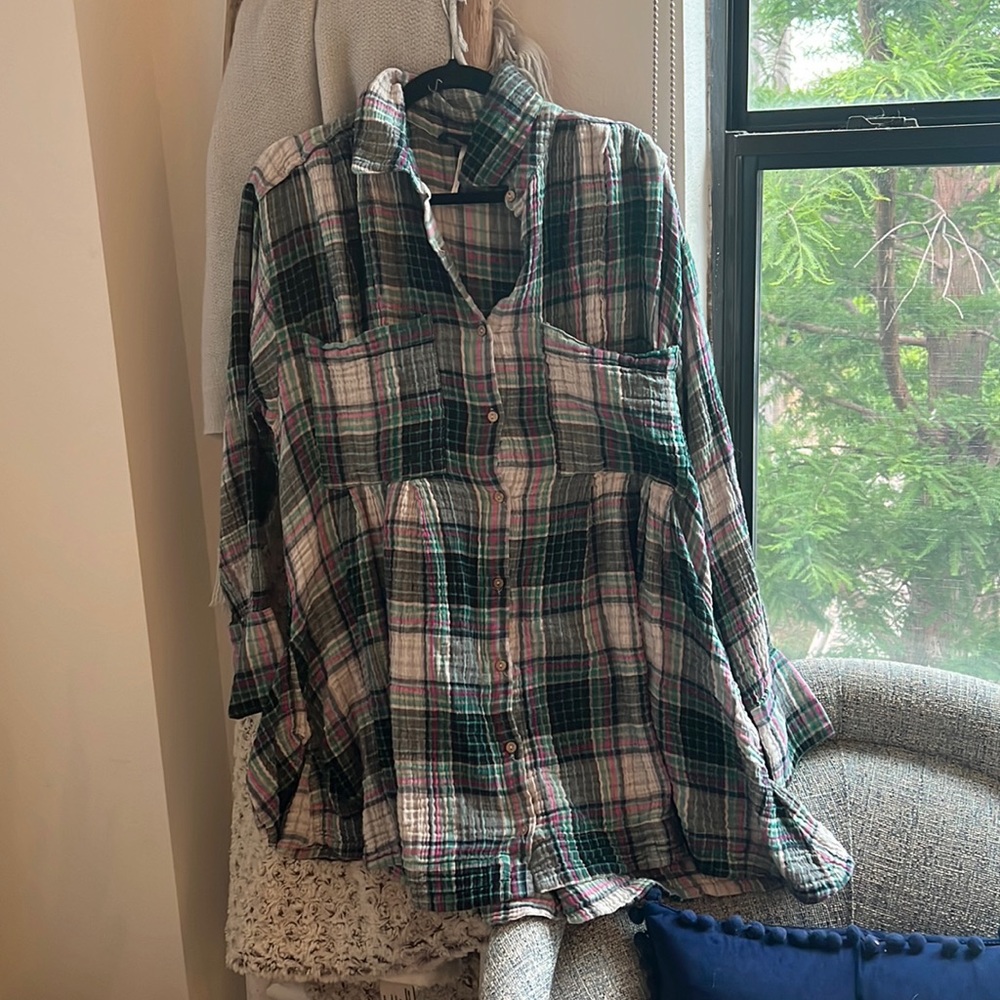 Free People The Voyager Plaid Shirtdress